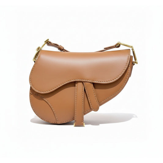 Saddle Bag Golden Grained Calfskin with Strap