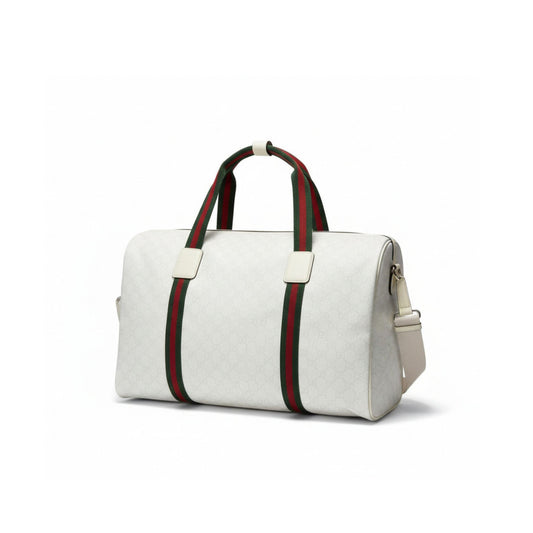 Gucci Medium GG Duffle Bag White Canvas