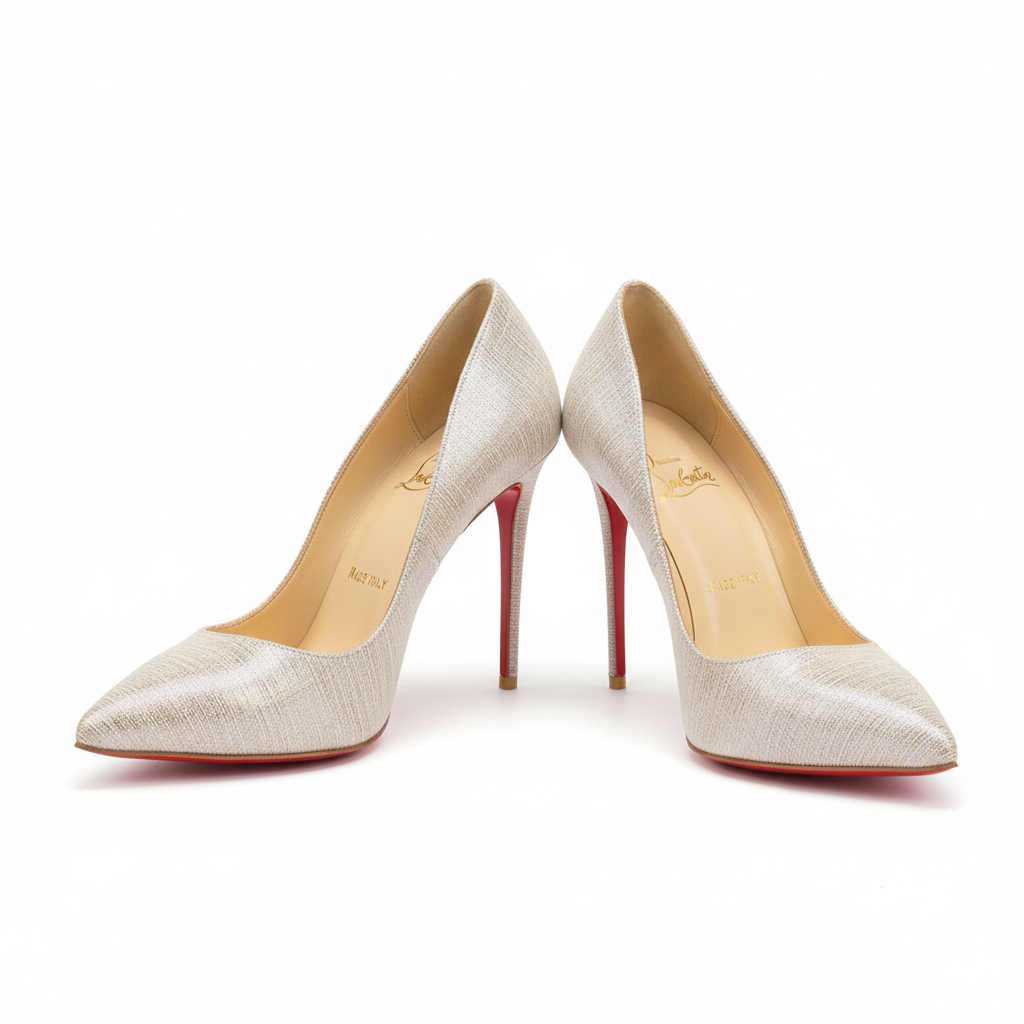 Louboutin Kate 85 Textured Pumps Beige
