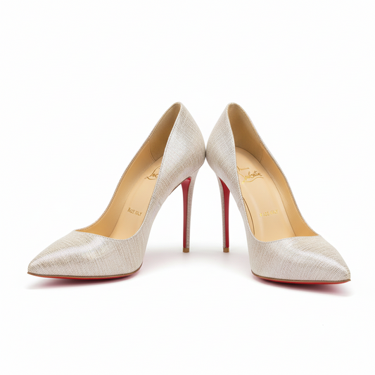 Louboutin Kate 85 Textured Pumps Beige