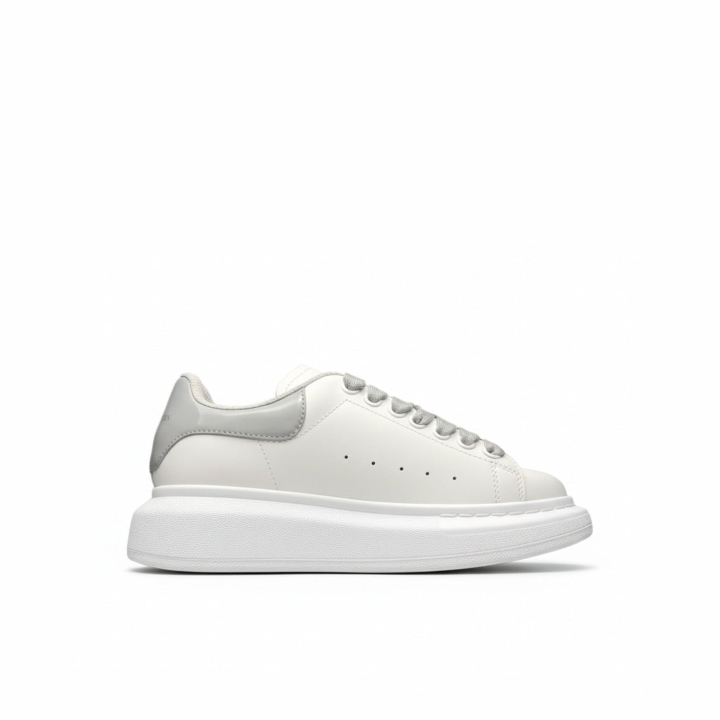 Chunky Sole Leather Trainers in White Opal Women