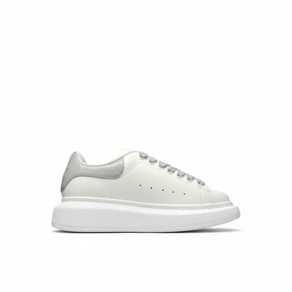 Chunky Sole Leather Trainers in White Opal Women