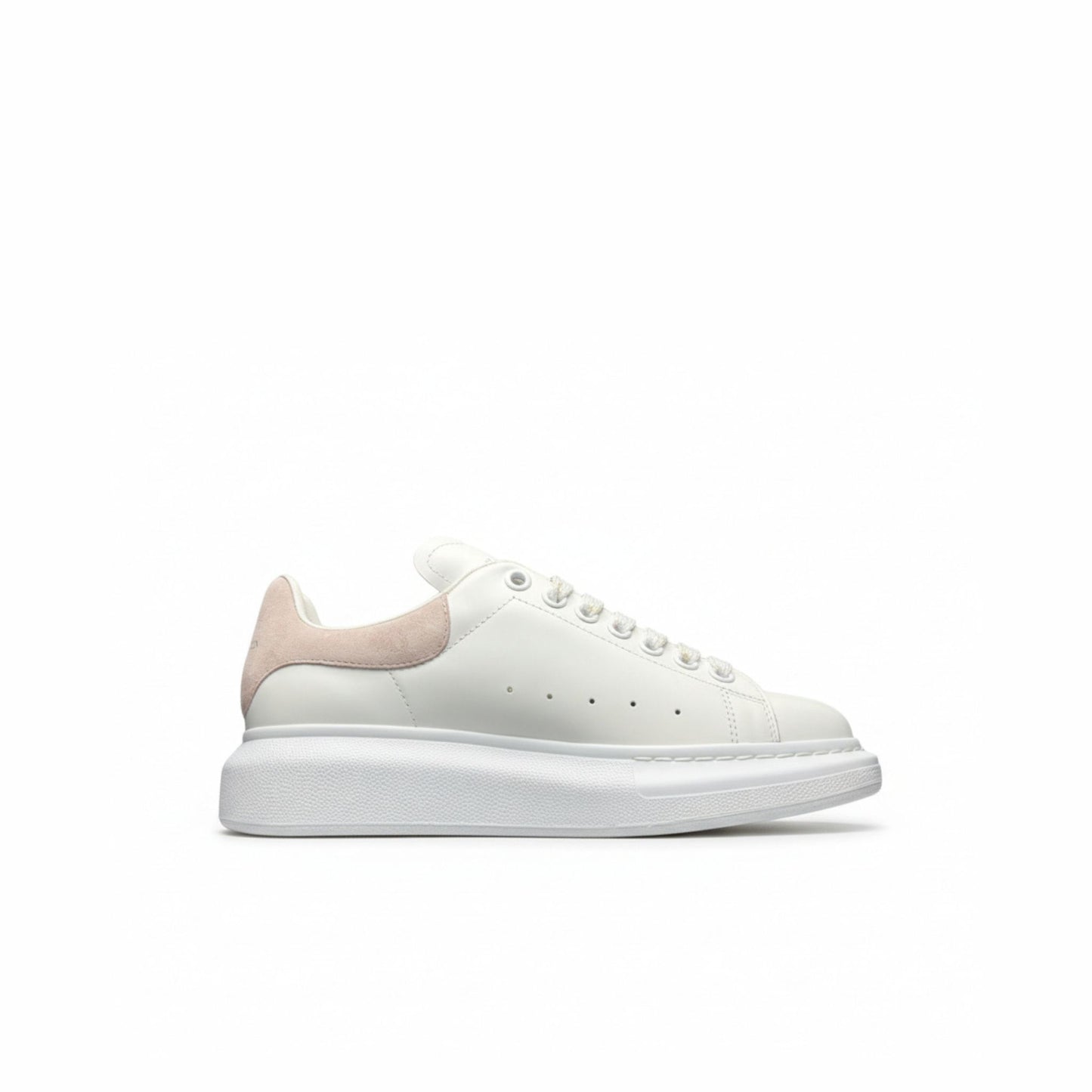 McQueen Pastel Accent Platform Trainers in White and Pink