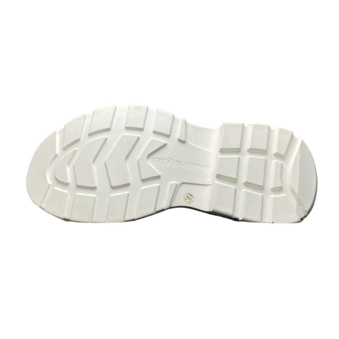 Alexander McQueen Tread Slick Lace-Up Leather Sneakers White Black