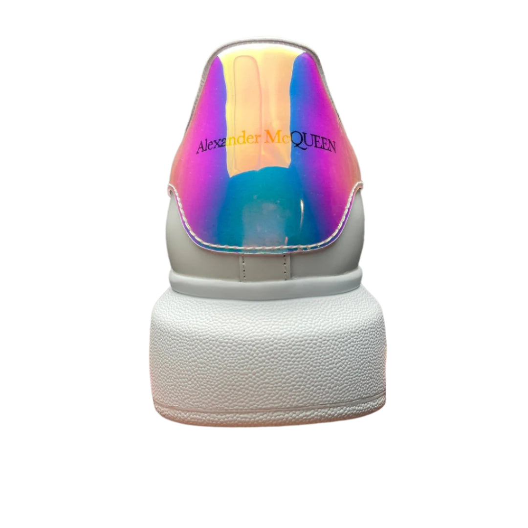 Oversized Leather Sneakers White Iridescent