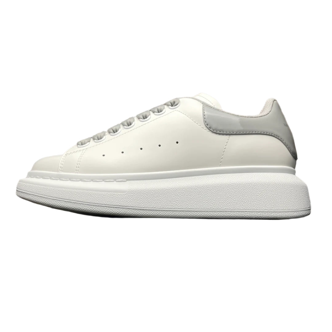 Chunky Sole Leather Trainers in White Opal Women