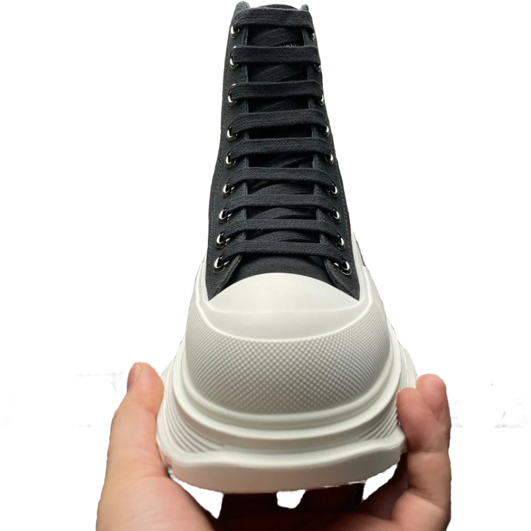 Alexander McQueen Denim Tread Slick High Top Sneakers – Luxury Designer Footwear