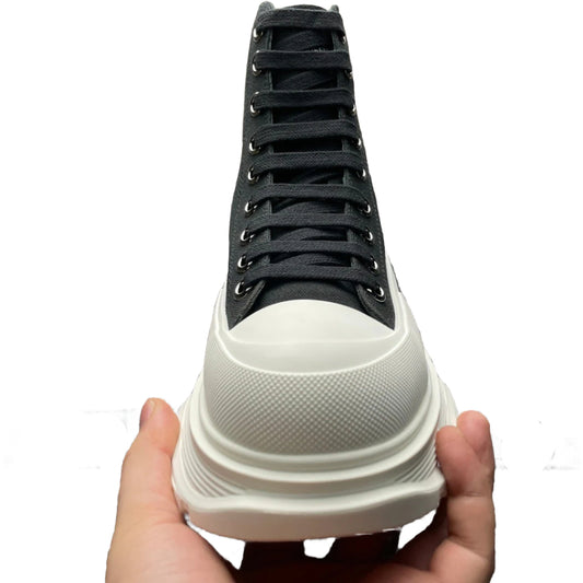 Alexander McQueen Denim Tread Slick High Top Sneakers – Luxury Designer Footwear