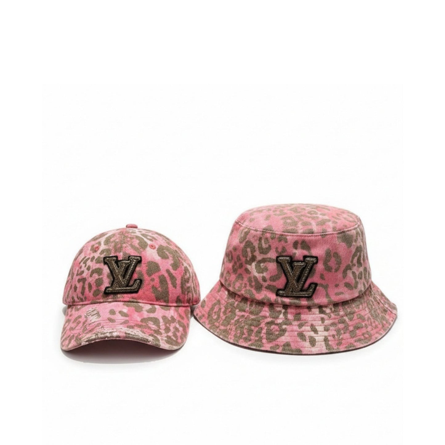 Louis Vuitton Pink Leopard Print Bucket Hat & Baseball Cap