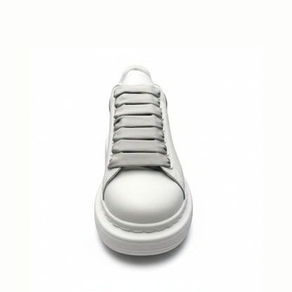 Chunky Sole Leather Trainers in White Opal Women