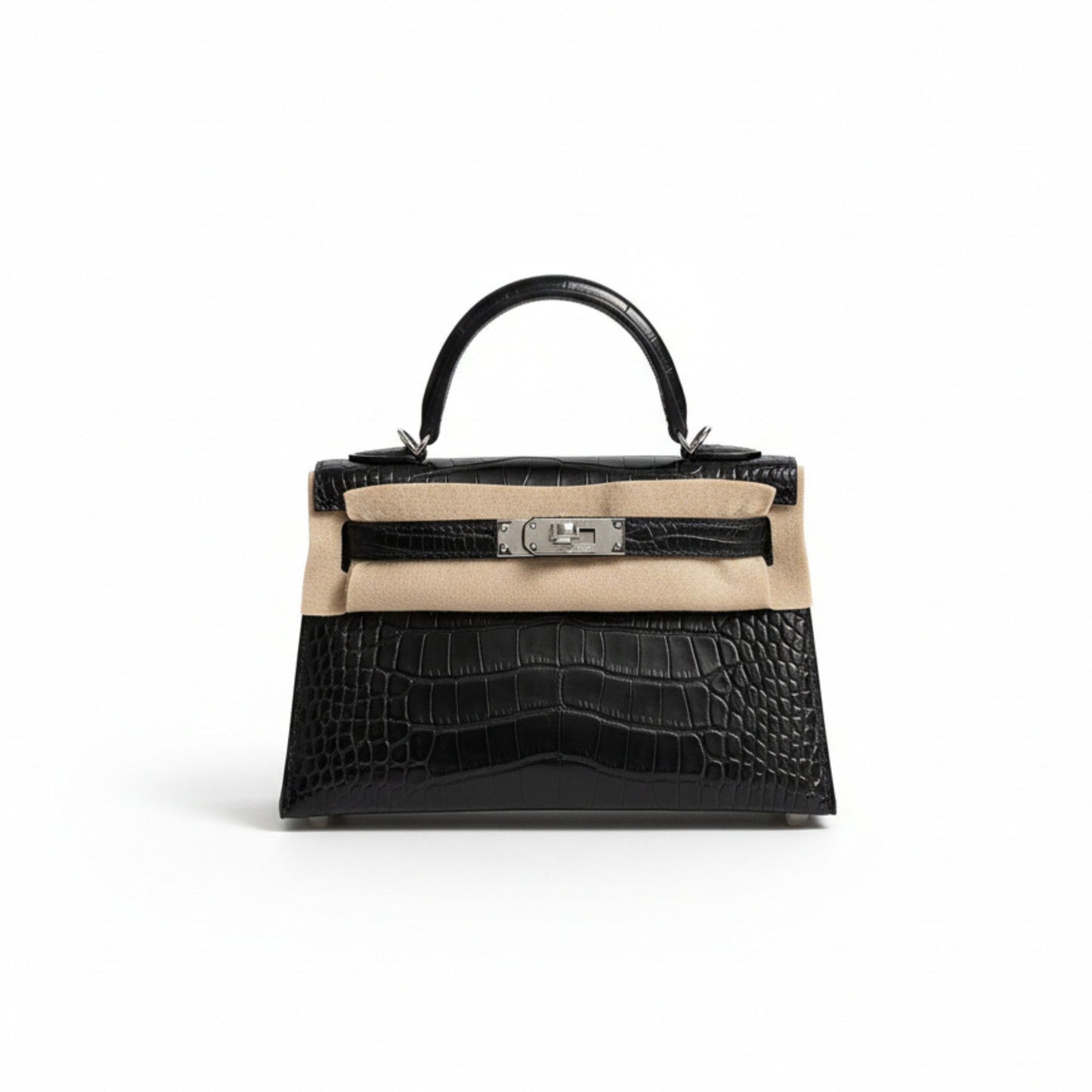 Mini Kelly II 20 Black Matte Alligator