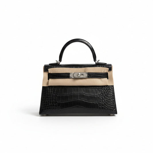 Mini Kelly II 20 Black Matte Alligator