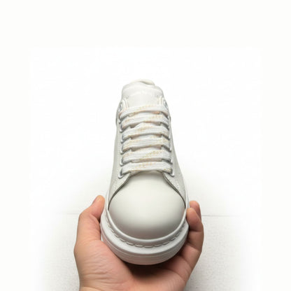 McQueen Pastel Accent Platform Trainers in White and Pink