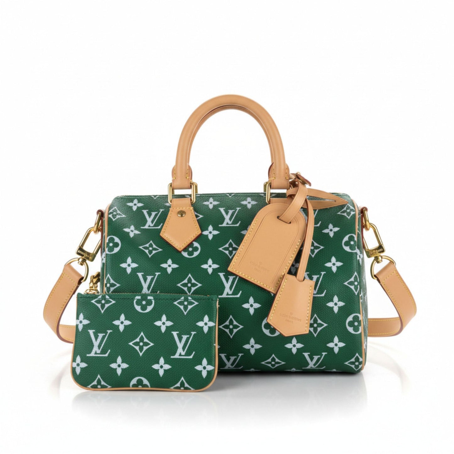 Speedy P9 Bandoulière 25 Green Monogram Leather Handbag