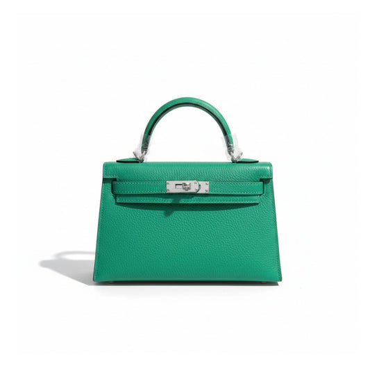 Mini Kelly II 20 Vert Vertigo Epsom Leather with Palladium Hardware