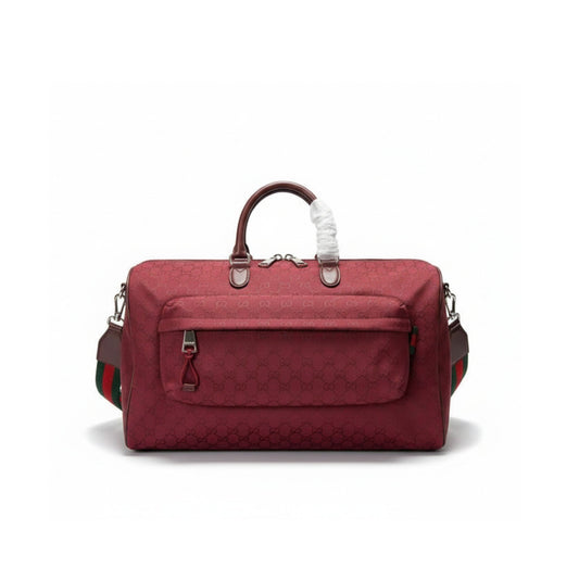 Gucci Ophidia GG Duffle Bag Red Leather Trim