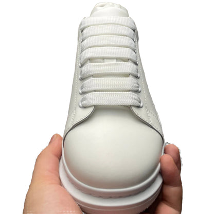 McQueen All-White Minimalist Platform Leather Sneakers