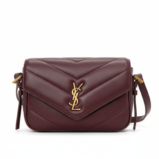 Loulou Toy Mini Matelassé Leather Crossbody Bag Burgundy