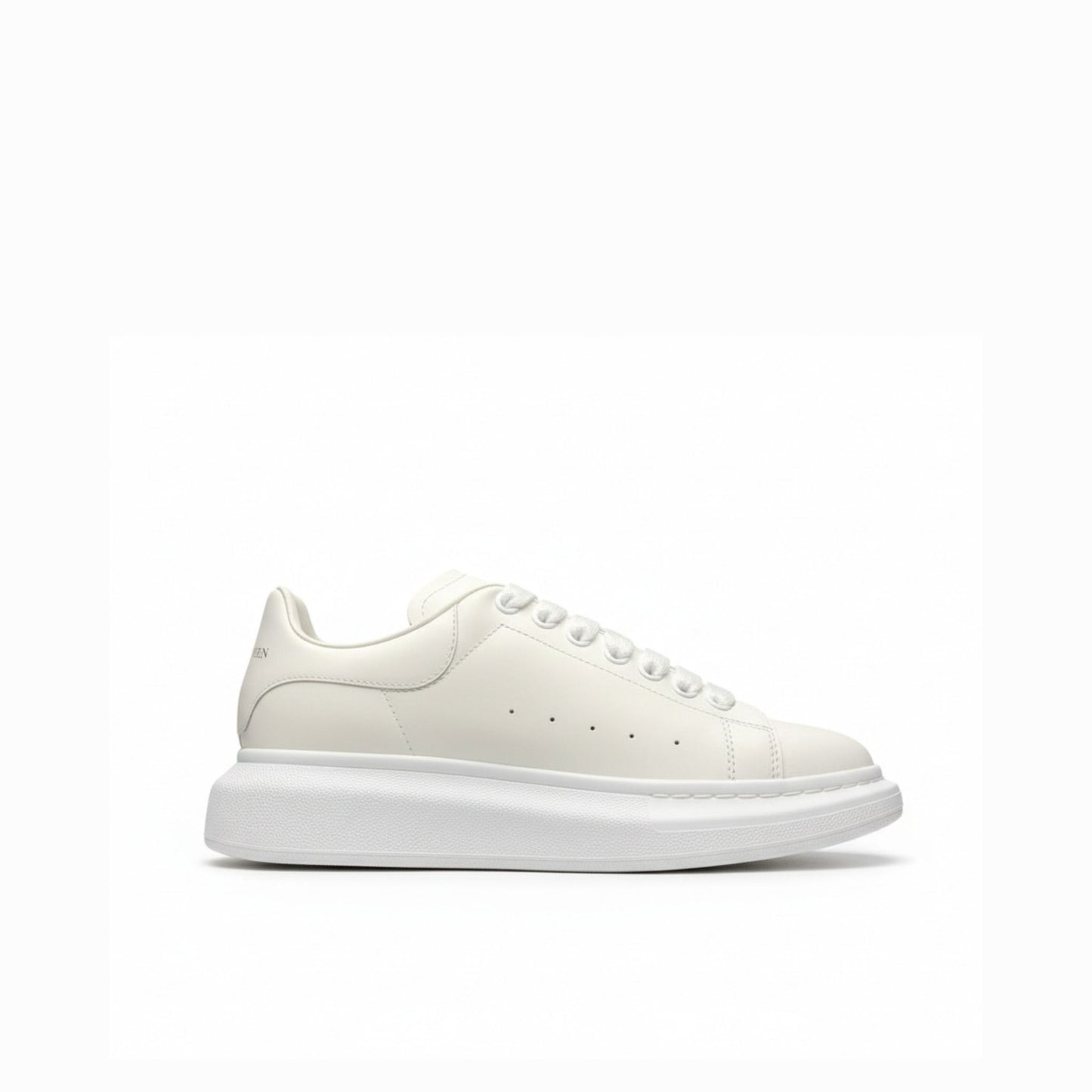 McQueen All-White Minimalist Platform Leather Sneakers