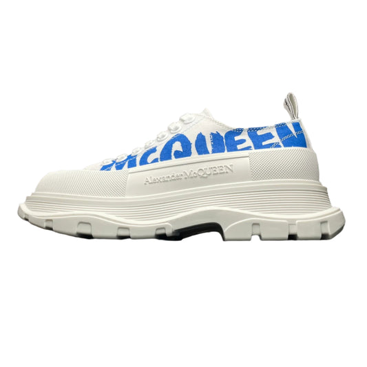 Alexander McQueen Two-Tone Lace-Up Leather Trainers White Blue