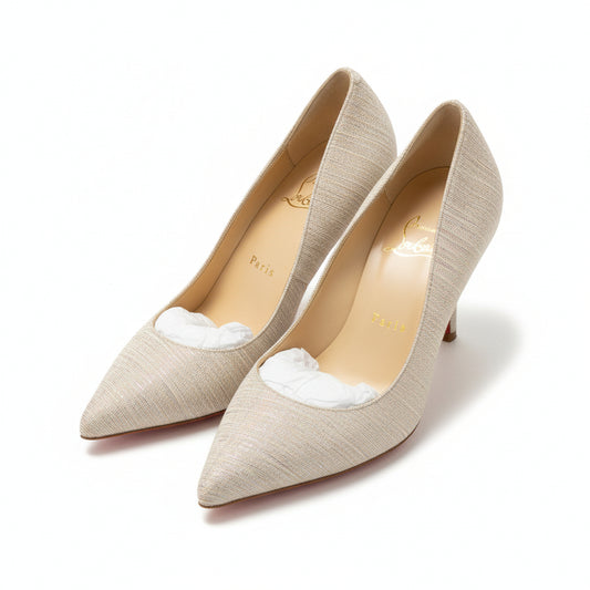 Louboutin Kate 85 Textured Pumps Beige