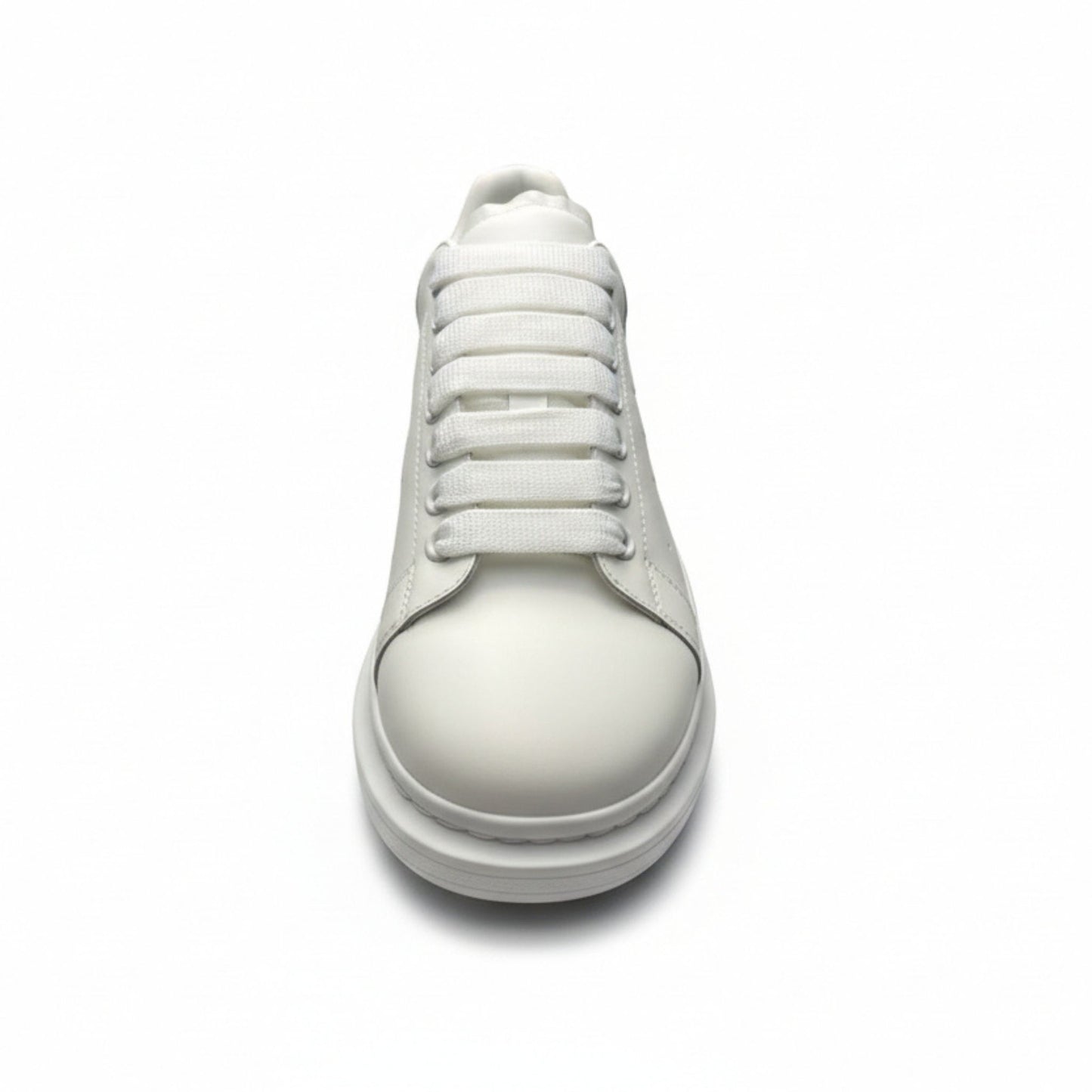 McQueen All-White Minimalist Platform Leather Sneakers