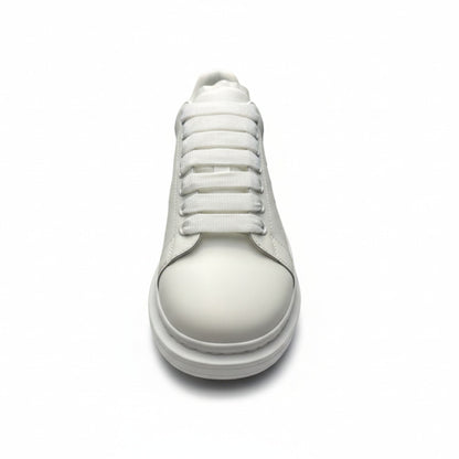McQueen All-White Minimalist Platform Leather Sneakers