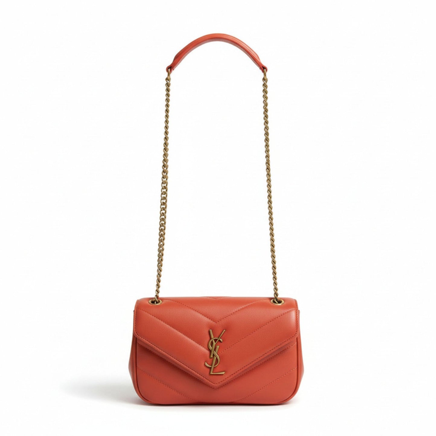 Loulou Small Chain Matelassé Leather Bag Celosia