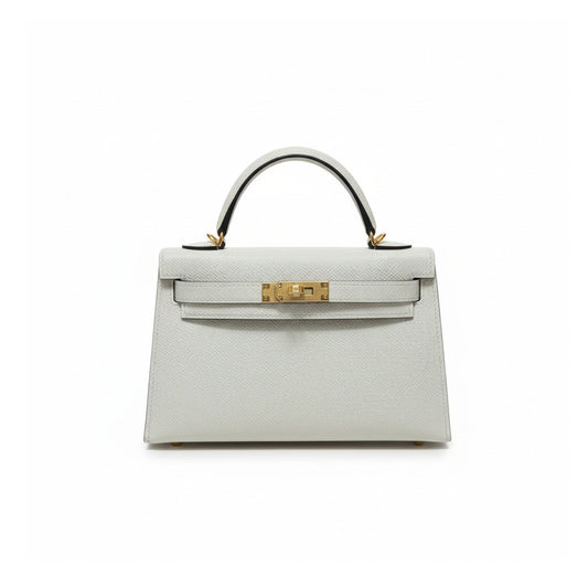 Mini Kelly II 20cm Gris Perle Epsom Leather with Gold Hardware