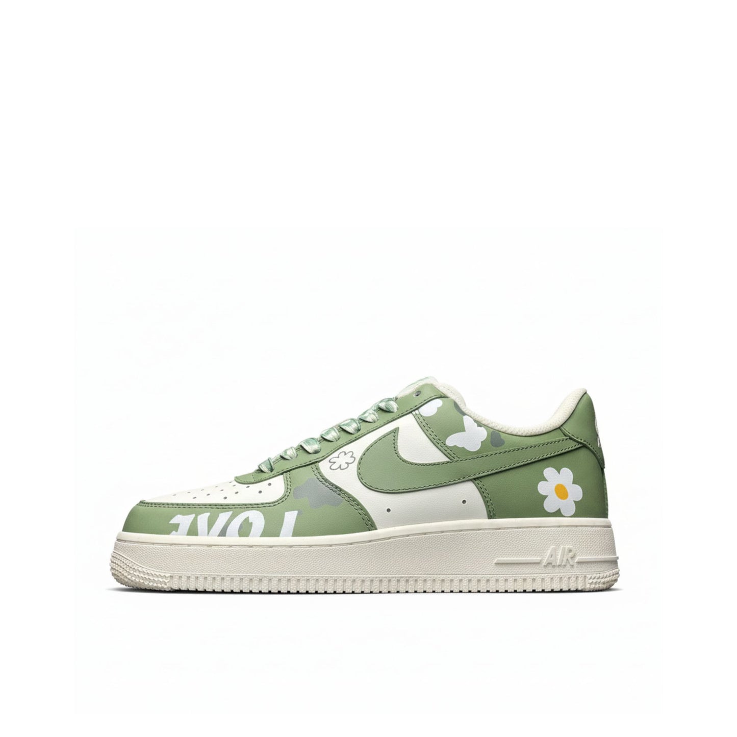 Custom Nike Air Force 1 Light Green Love Anime
