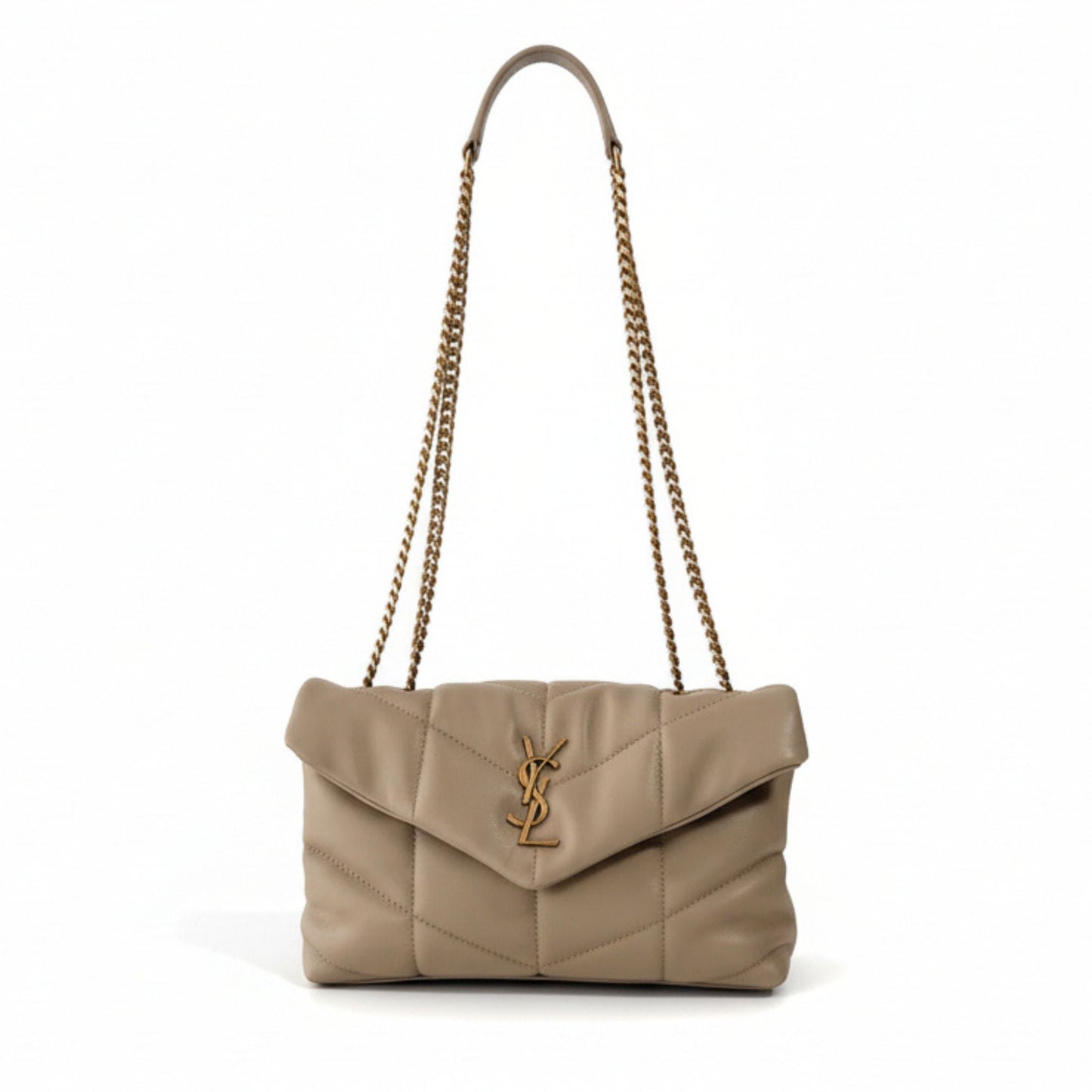 Loulou Puffer Toy Quilted Lambskin Shoulder Bag Dark Beige