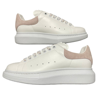 McQueen Pastel Accent Platform Trainers in White and Pink