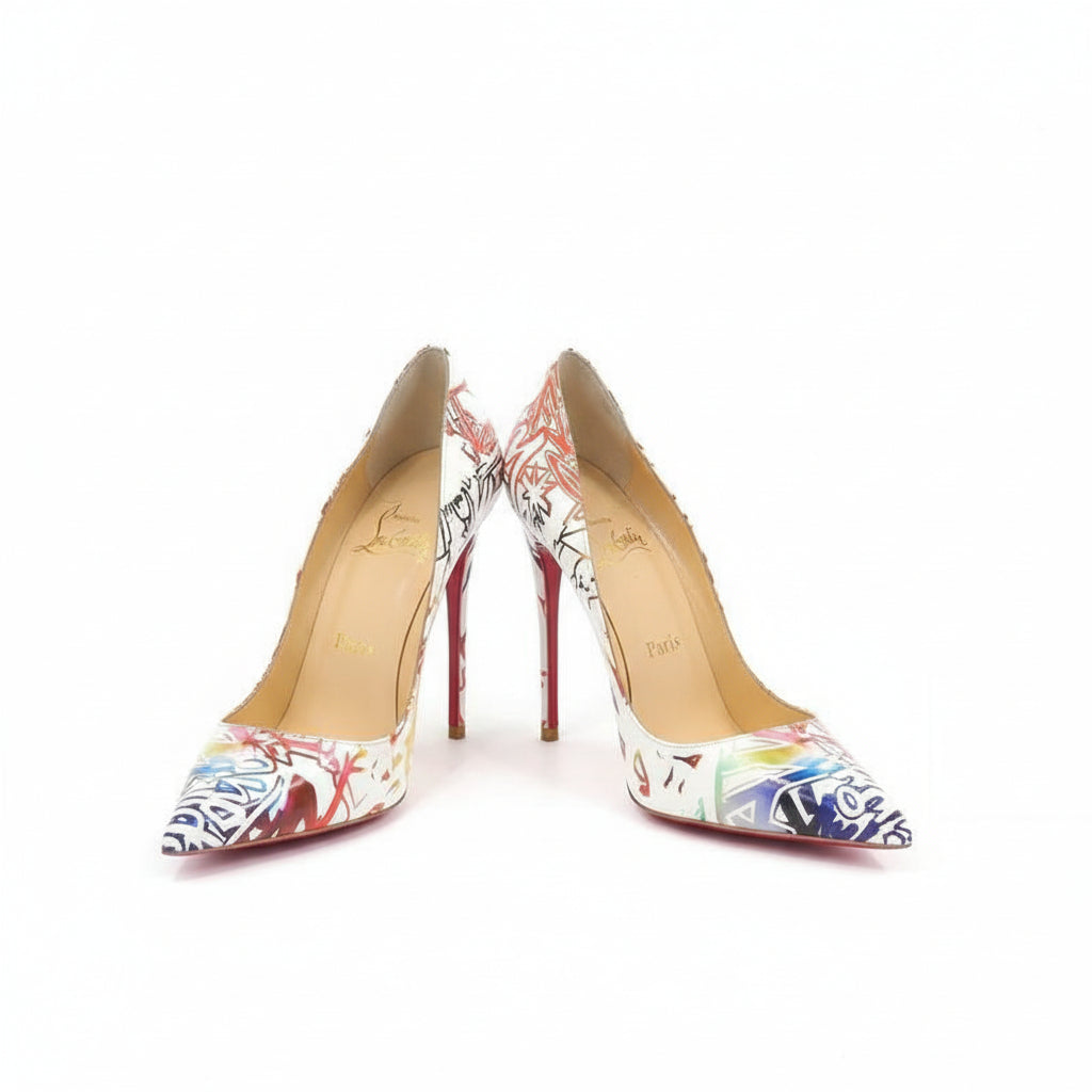 Louboutin So Kate 120 Graffiti Pumps White