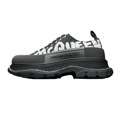 Alexander McQueen Tread Slick Lace-Up Leather Sneakers Black