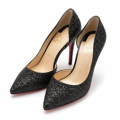 Louboutin Iriza 100 Glitter Pumps Black
