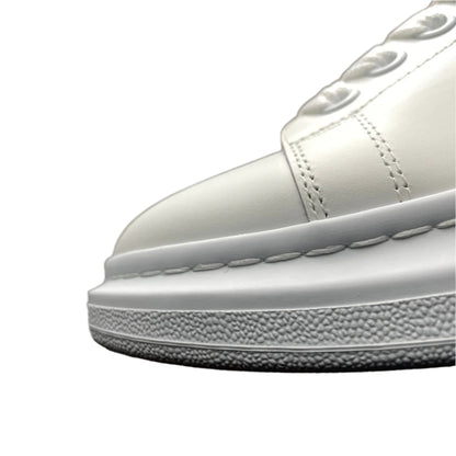 McQueen All-White Minimalist Platform Leather Sneakers
