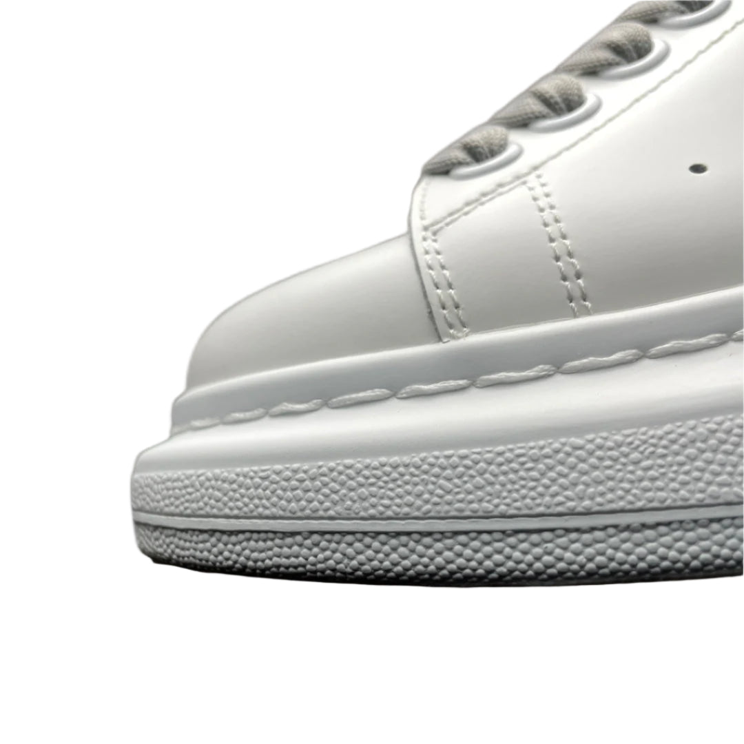 Chunky Sole Leather Trainers in White Opal Women